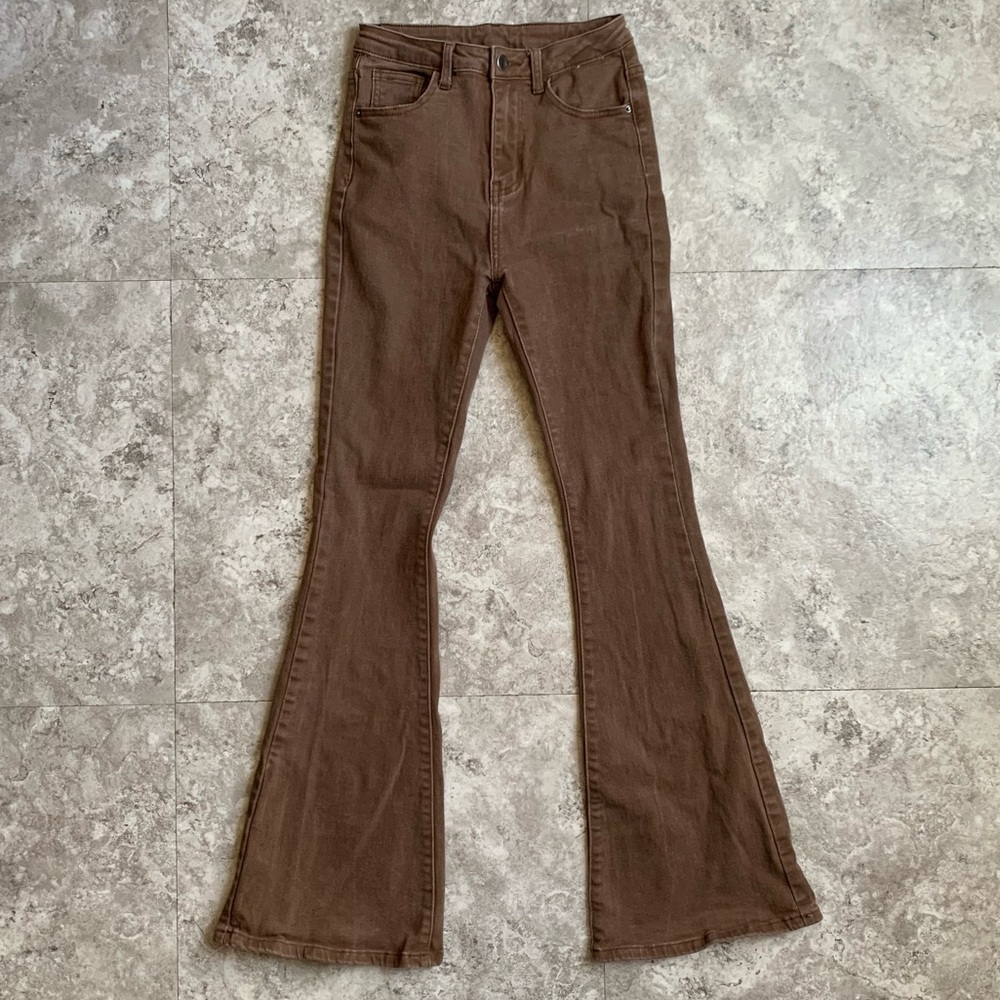 SHEIN Brown High-Waist Flared Jeans - Small